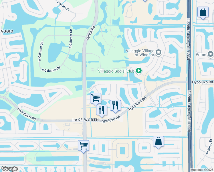map of restaurants, bars, coffee shops, grocery stores, and more near 8784 Via Avellino in Lake Worth