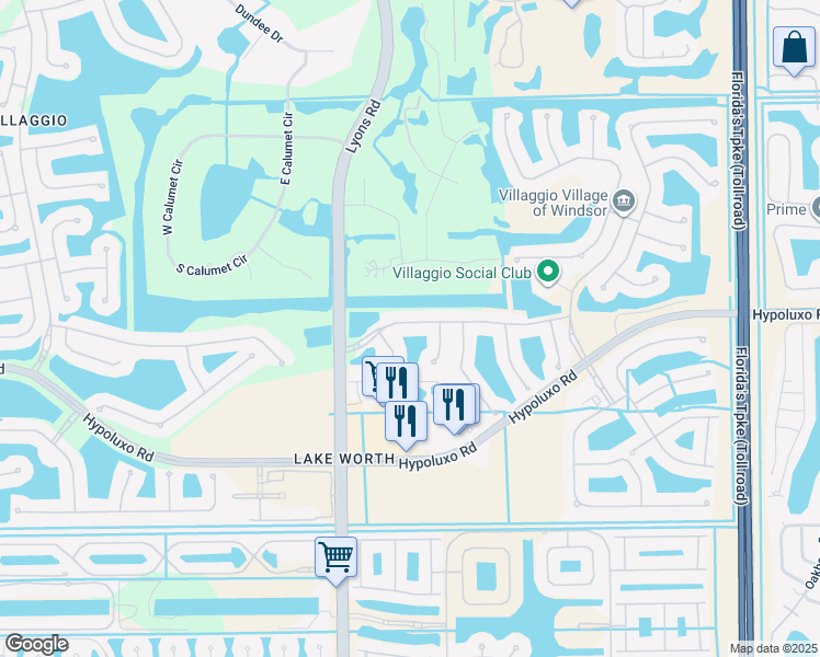 map of restaurants, bars, coffee shops, grocery stores, and more near 8816 Via Avellino in Lake Worth