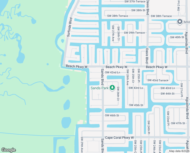 map of restaurants, bars, coffee shops, grocery stores, and more near 2817 Southwest 43rd Street in Cape Coral