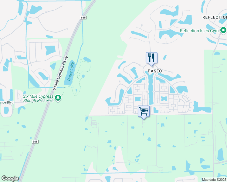map of restaurants, bars, coffee shops, grocery stores, and more near 11848 Rosalinda Court in Fort Myers