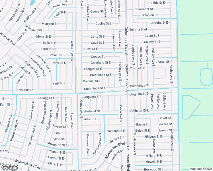 map of restaurants, bars, coffee shops, grocery stores, and more near 460 Laconic Avenue South in Lehigh Acres