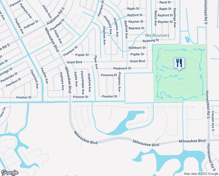 map of restaurants, bars, coffee shops, grocery stores, and more near 423 Pinehurst Avenue in Lehigh Acres
