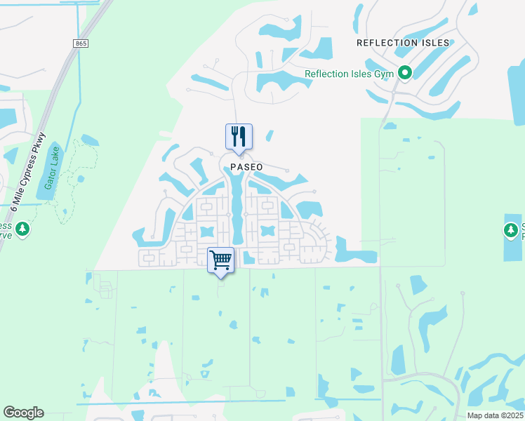 map of restaurants, bars, coffee shops, grocery stores, and more near 11736 Izarra Way in Fort Myers