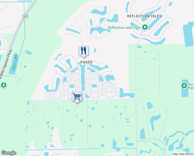 map of restaurants, bars, coffee shops, grocery stores, and more near 11736 Izarra Way in Fort Myers