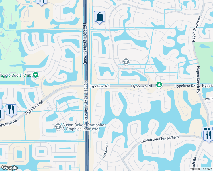 map of restaurants, bars, coffee shops, grocery stores, and more near Hypoluxo Road in Lake Worth