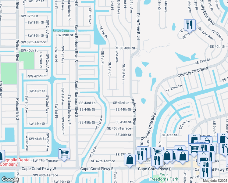 map of restaurants, bars, coffee shops, grocery stores, and more near in Cape Coral