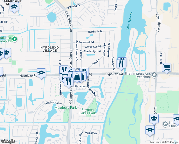 map of restaurants, bars, coffee shops, grocery stores, and more near 2799 Hypoluxo Rd in Lake Worth