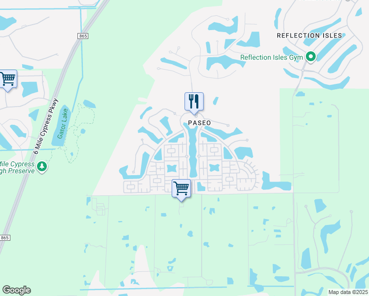 map of restaurants, bars, coffee shops, grocery stores, and more near 11768 Paseo Grande Boulevard in Fort Myers