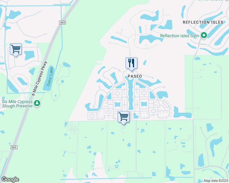 map of restaurants, bars, coffee shops, grocery stores, and more near 11752 Rosalinda Court in Fort Myers