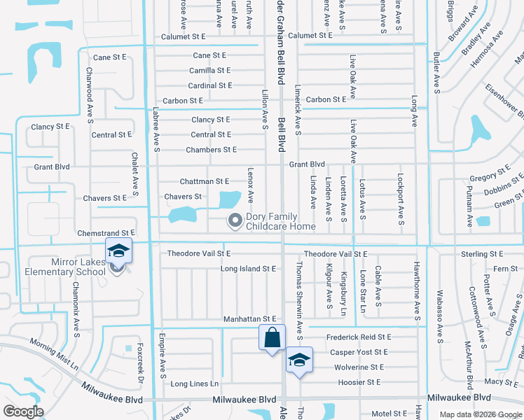 map of restaurants, bars, coffee shops, grocery stores, and more near 508 Lillon Avenue South in Lehigh Acres