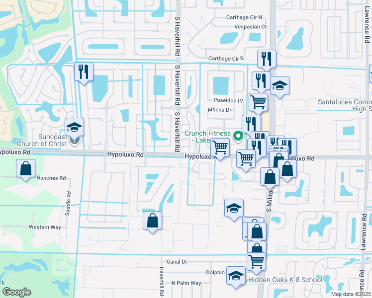 map of restaurants, bars, coffee shops, grocery stores, and more near 4957 Southard Street in Lake Worth