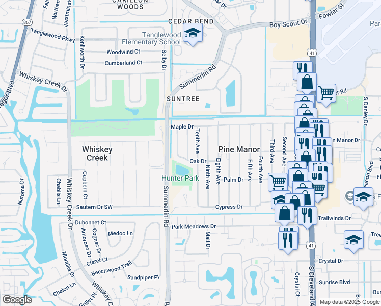 map of restaurants, bars, coffee shops, grocery stores, and more near 5471 Eleventh Avenue in Fort Myers