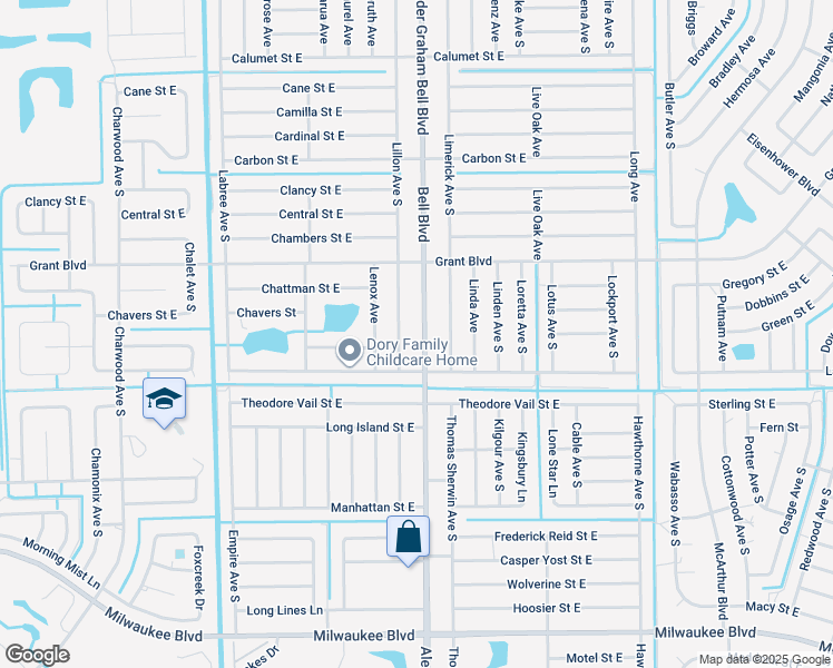 map of restaurants, bars, coffee shops, grocery stores, and more near 508 Bell Boulevard in Lehigh Acres