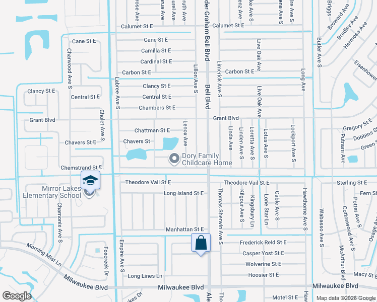 map of restaurants, bars, coffee shops, grocery stores, and more near 508 Lillon Avenue South in Lehigh Acres