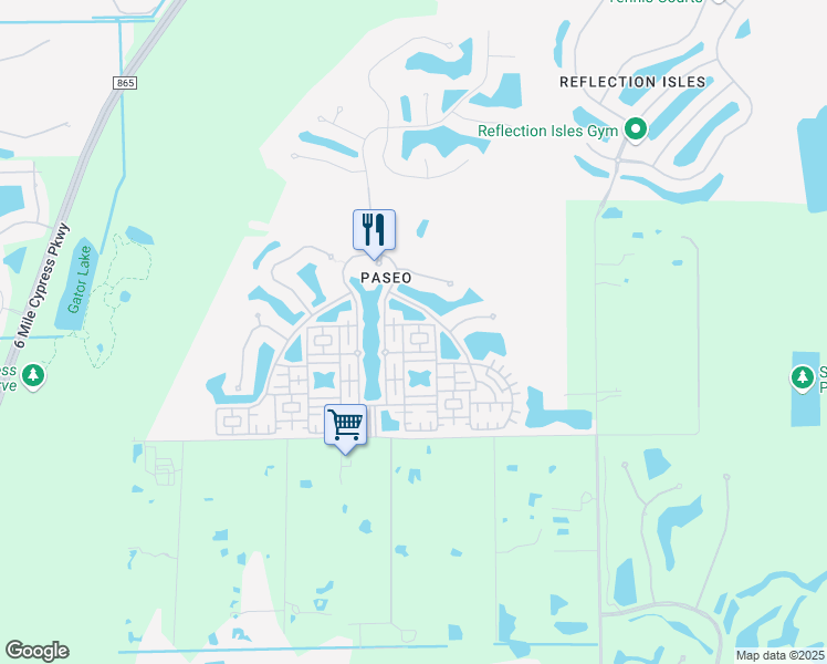 map of restaurants, bars, coffee shops, grocery stores, and more near 11736 Izarra Way in Fort Myers