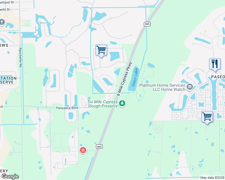 map of restaurants, bars, coffee shops, grocery stores, and more near 7681 Cypress Walk Drive in Fort Myers