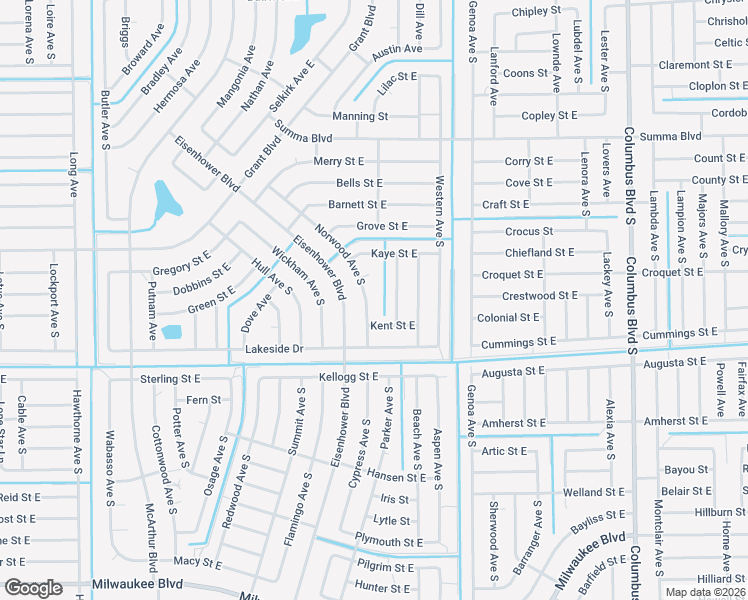 map of restaurants, bars, coffee shops, grocery stores, and more near 1011 Kent Street East in Lehigh Acres