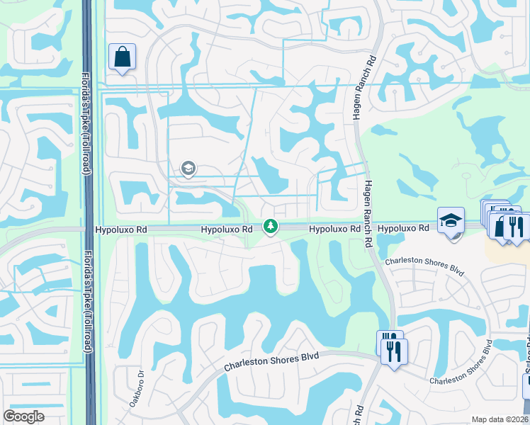 map of restaurants, bars, coffee shops, grocery stores, and more near 6991 Oak Bridge Lane in Lake Worth