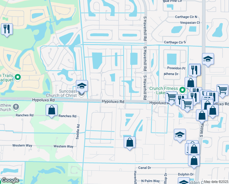 map of restaurants, bars, coffee shops, grocery stores, and more near 5057 Sancerre Circle in Lake Worth