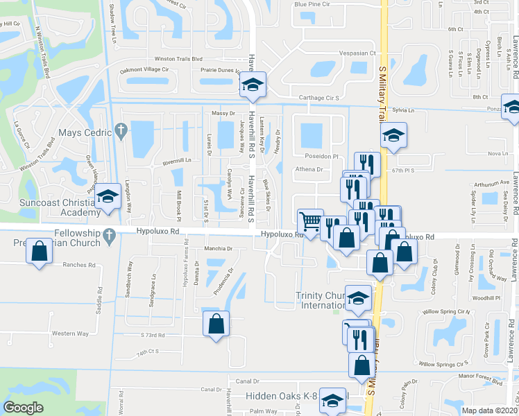 map of restaurants, bars, coffee shops, grocery stores, and more near 4966 Grinnell Street in Lake Worth