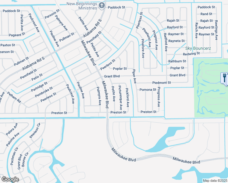 map of restaurants, bars, coffee shops, grocery stores, and more near 420 Petite Avenue in Lehigh Acres