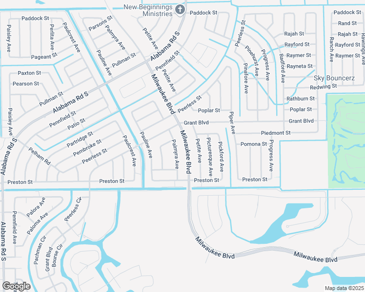 map of restaurants, bars, coffee shops, grocery stores, and more near 224 Milwaukee Boulevard in Lehigh Acres
