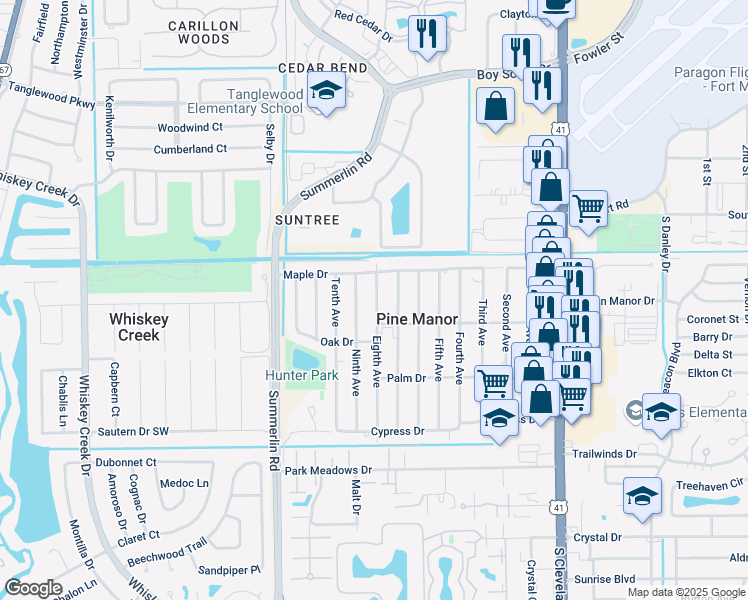 map of restaurants, bars, coffee shops, grocery stores, and more near 5431 Ninth Avenue in Fort Myers