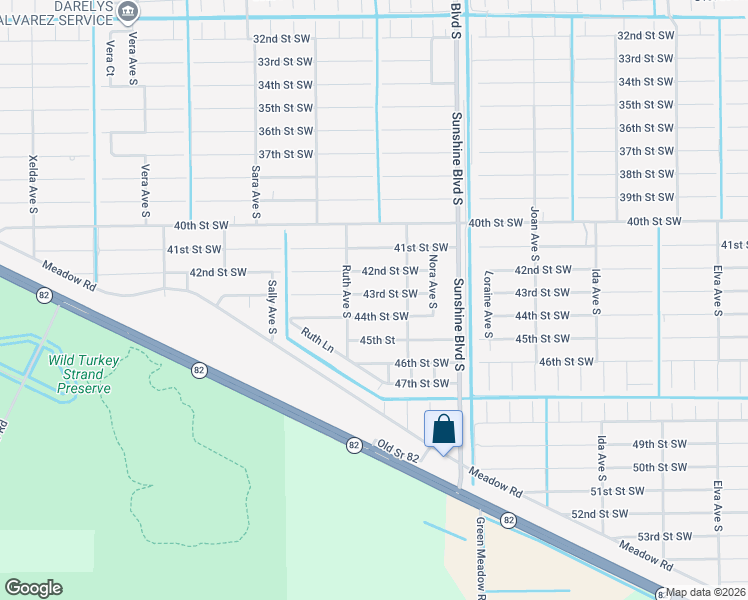 map of restaurants, bars, coffee shops, grocery stores, and more near 3217 43rd Street Southwest in Lehigh Acres