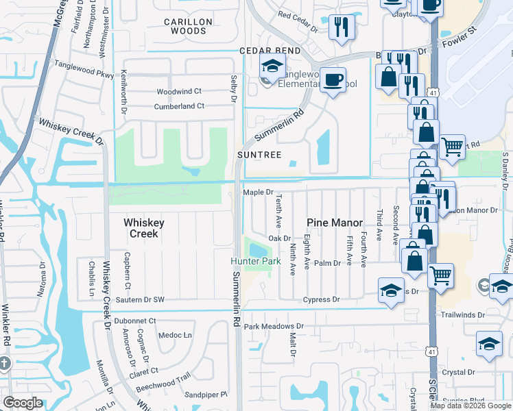 map of restaurants, bars, coffee shops, grocery stores, and more near 5430 Sago Avenue in Fort Myers