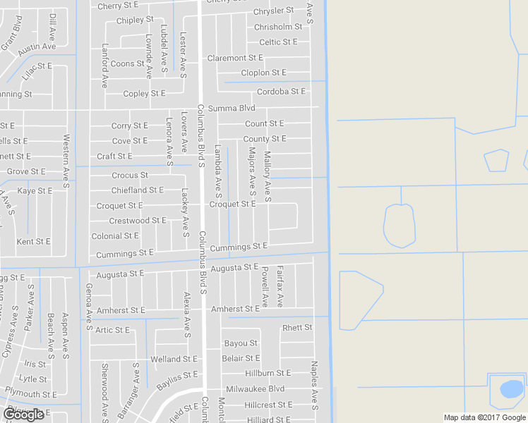 map of restaurants, bars, coffee shops, grocery stores, and more near 450 Mallory Avenue South in Lehigh Acres