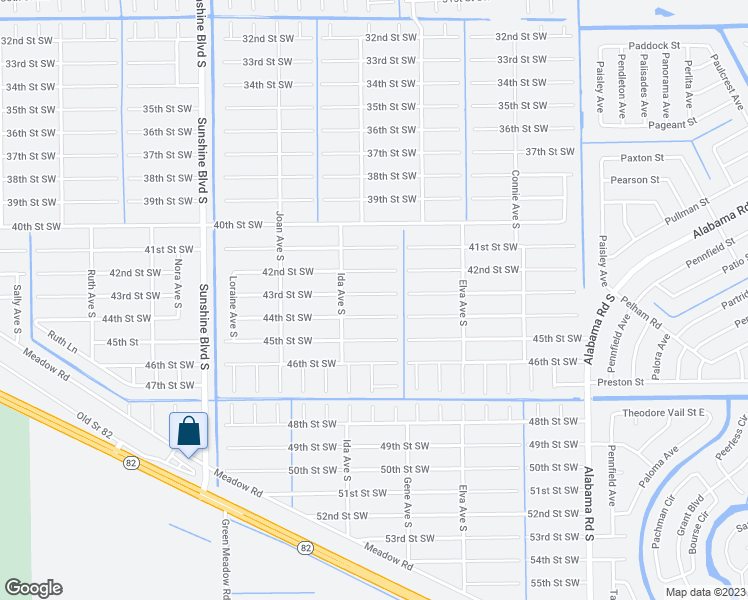 map of restaurants, bars, coffee shops, grocery stores, and more near 2809 43rd Street Southwest in Lehigh Acres