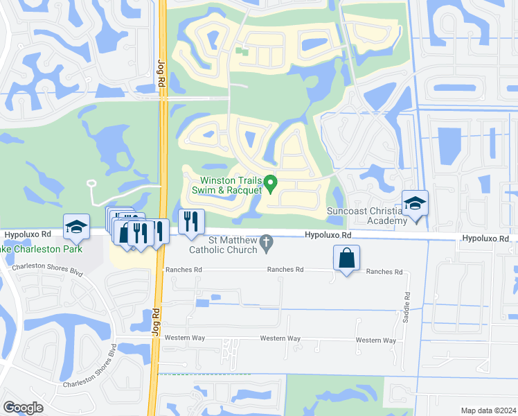 map of restaurants, bars, coffee shops, grocery stores, and more near 6031 Wedgewood Village Circle in Lake Worth
