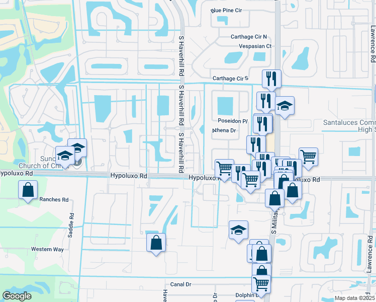 map of restaurants, bars, coffee shops, grocery stores, and more near 4960 Fulton Street in Greenacres