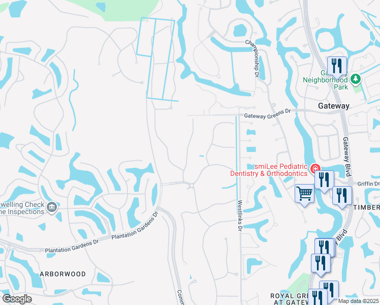 map of restaurants, bars, coffee shops, grocery stores, and more near 11585 Golden Oak Terrace in Fort Myers