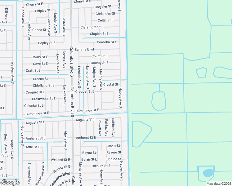 map of restaurants, bars, coffee shops, grocery stores, and more near 1249 Cavalier Circle in Lehigh Acres