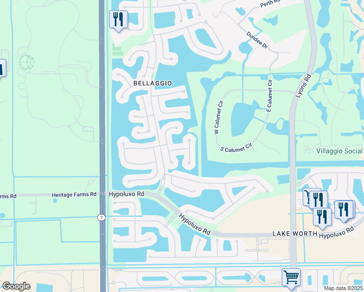 map of restaurants, bars, coffee shops, grocery stores, and more near 9575 Ravello Street in Lake Worth