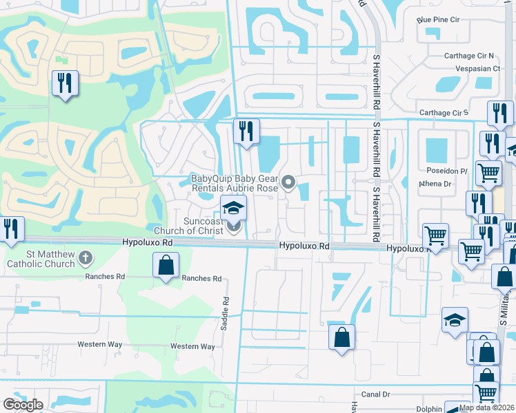 map of restaurants, bars, coffee shops, grocery stores, and more near 6830 Langdon Way in Lake Worth