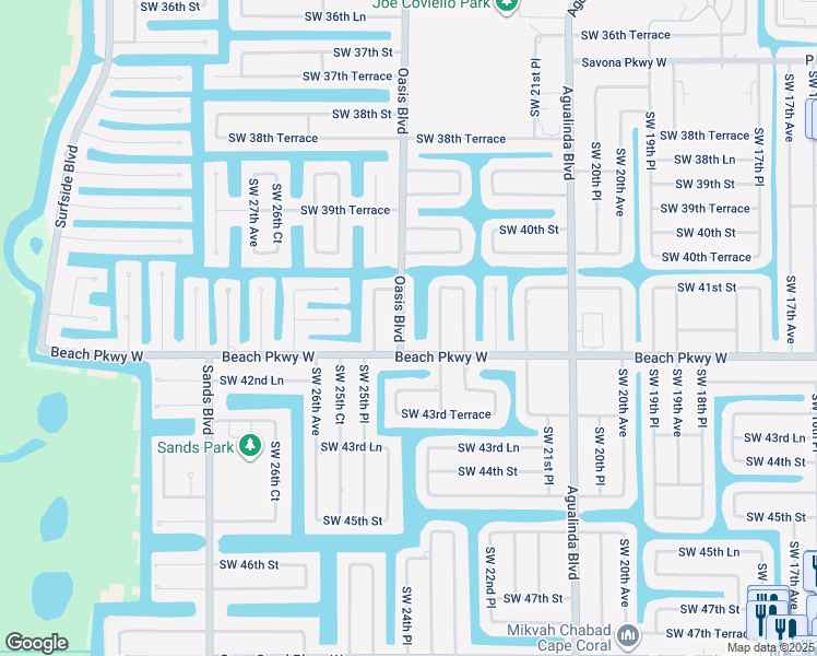 map of restaurants, bars, coffee shops, grocery stores, and more near 4130 Oasis Boulevard in Cape Coral
