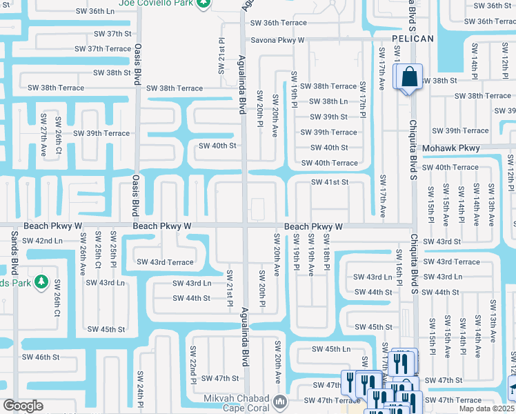 map of restaurants, bars, coffee shops, grocery stores, and more near in Cape Coral
