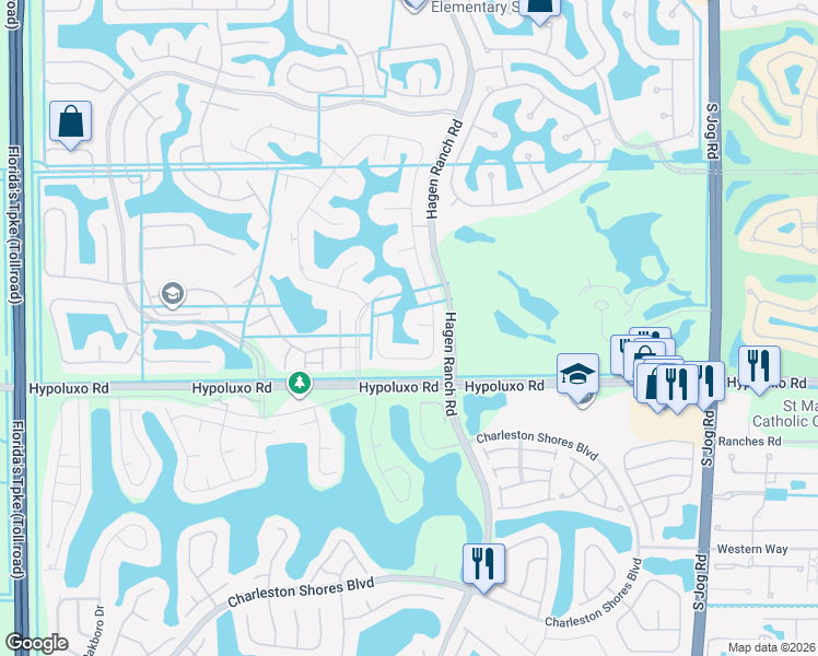 map of restaurants, bars, coffee shops, grocery stores, and more near 6845 Blue Bay Circle in Lake Worth