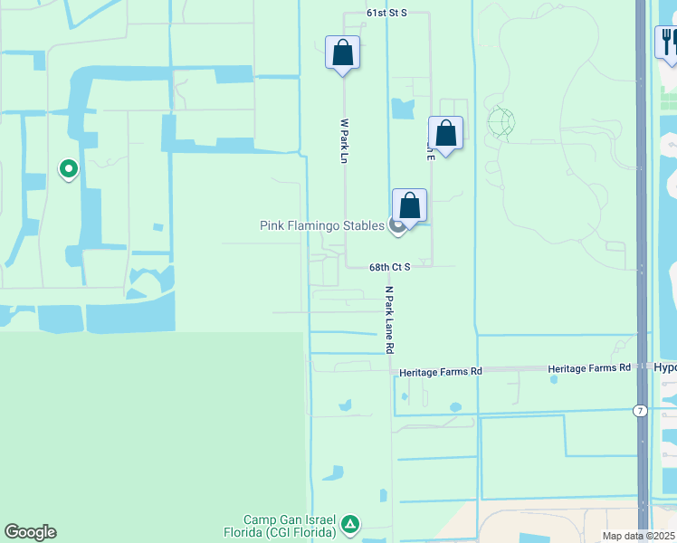 map of restaurants, bars, coffee shops, grocery stores, and more near 6845 Park Lane Road in Lake Worth