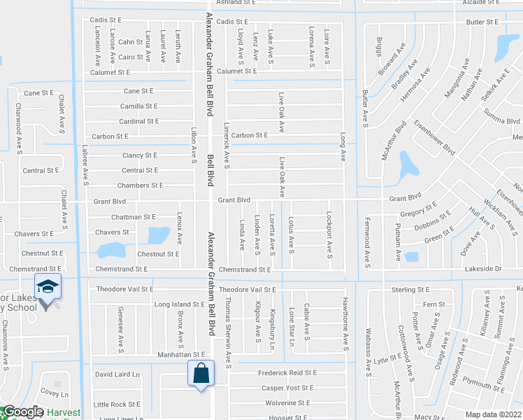 map of restaurants, bars, coffee shops, grocery stores, and more near 443 Linden Avenue South in Lehigh Acres