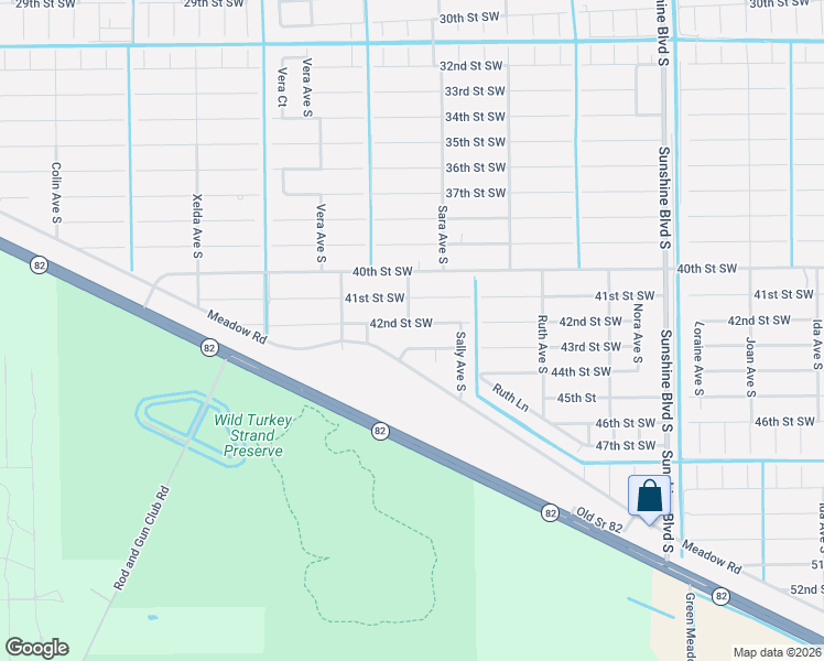 map of restaurants, bars, coffee shops, grocery stores, and more near 3424 43rd Street Southwest in Lehigh Acres