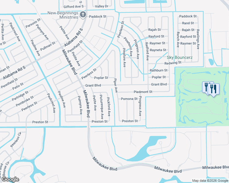map of restaurants, bars, coffee shops, grocery stores, and more near 408 Piper Avenue in Lehigh Acres