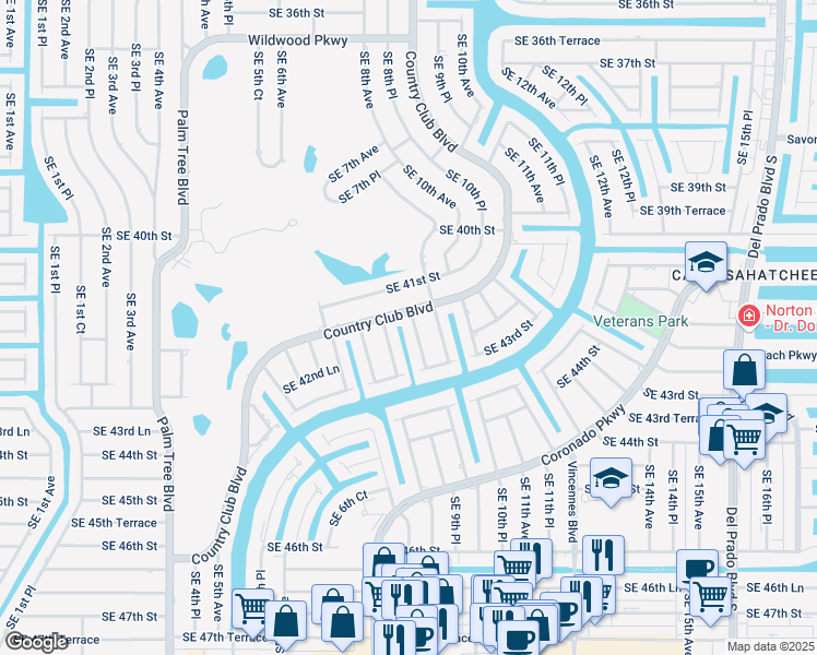 map of restaurants, bars, coffee shops, grocery stores, and more near 4221 Southeast 9th Avenue in Cape Coral
