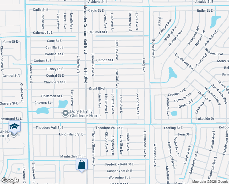 map of restaurants, bars, coffee shops, grocery stores, and more near 437 Loretta Avenue South in Lehigh Acres