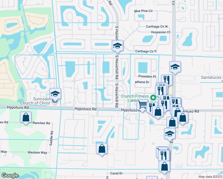 map of restaurants, bars, coffee shops, grocery stores, and more near 5204 Sancerre Circle in Lake Worth