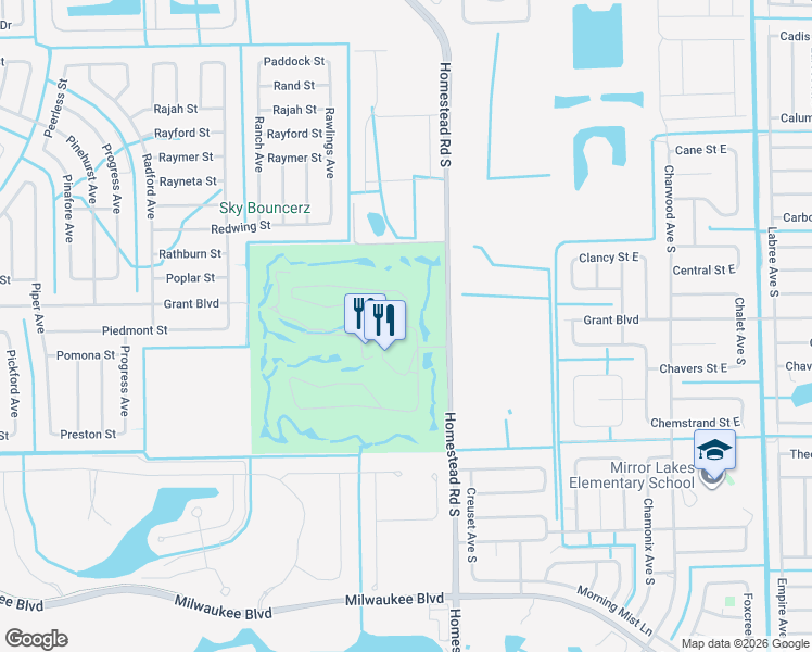 map of restaurants, bars, coffee shops, grocery stores, and more near 20064 Lake Vista Circle in Lehigh Acres
