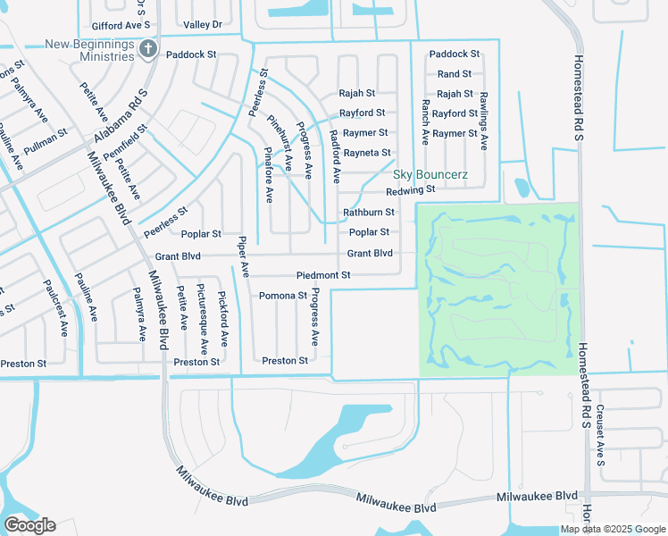 map of restaurants, bars, coffee shops, grocery stores, and more near 460 Grant Boulevard in Lehigh Acres