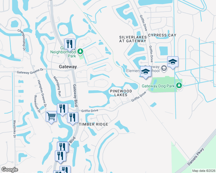 map of restaurants, bars, coffee shops, grocery stores, and more near 12798 Devonshire Lakes Circle in Fort Myers